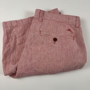 Tommy Bahama Linen Blend Shorts Flat Front Striped Casual Everyday Size 36